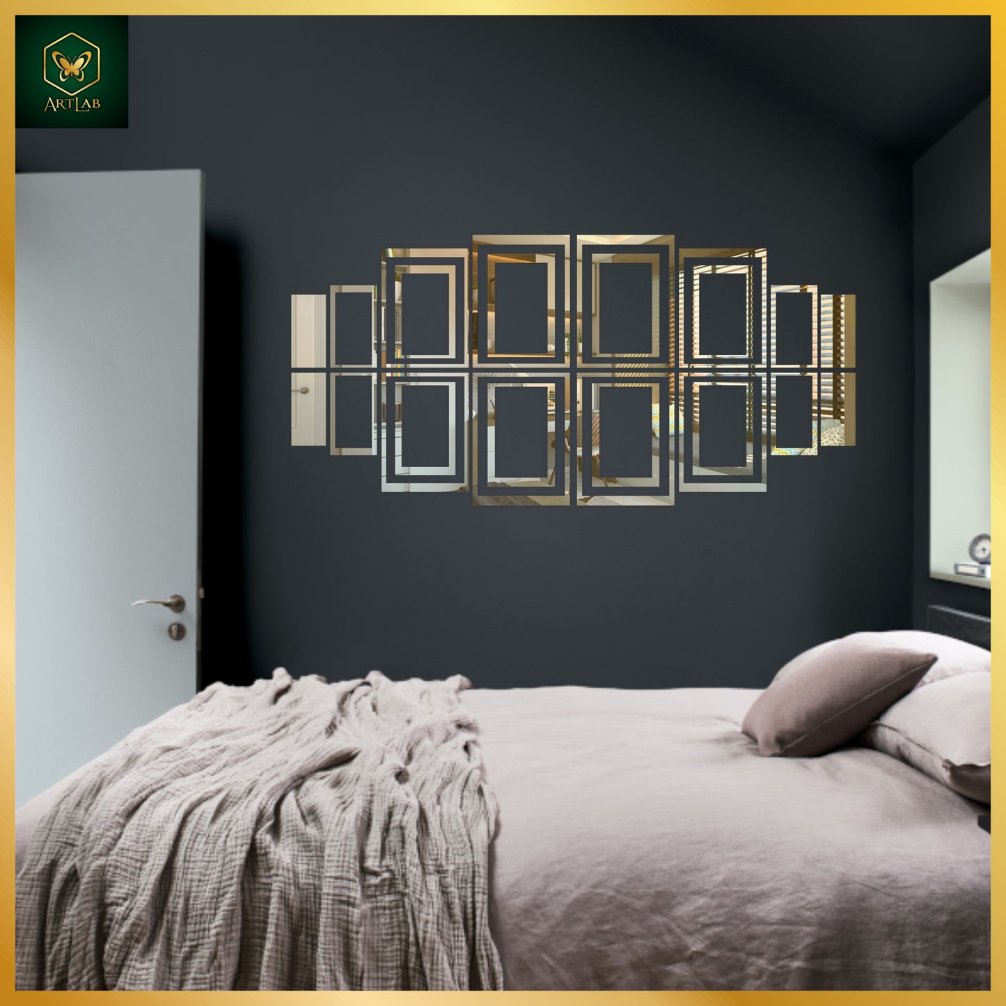 Geometric Rectangle Mirror Wall Art β Modern Luxury Design