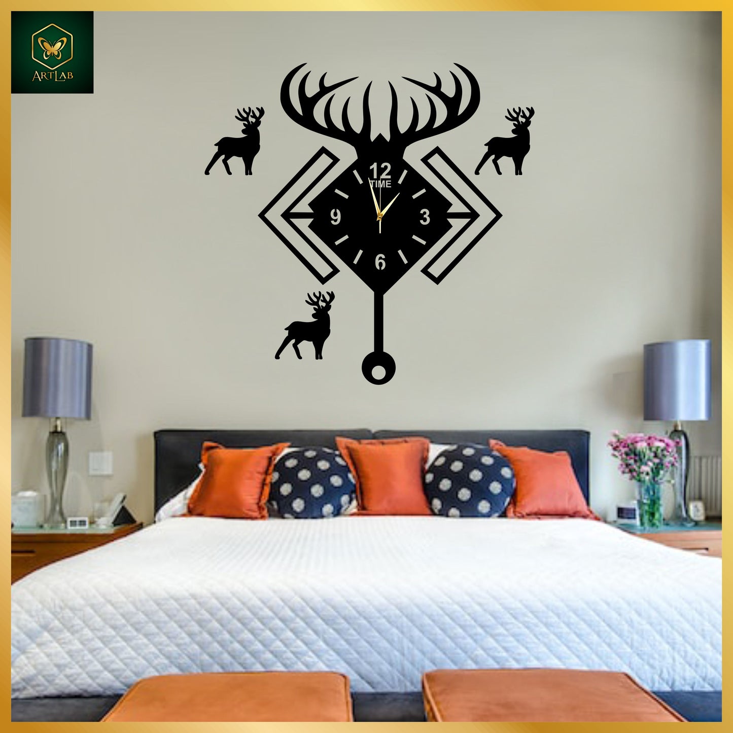 Deer Antler Wall Clock β Modern Nature-Inspired Acrylic Design