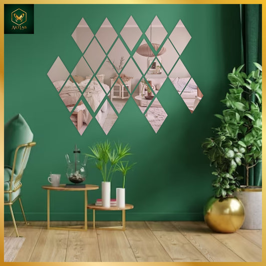 Diamond Mirror Wall Art – Modern Geometric Elegance