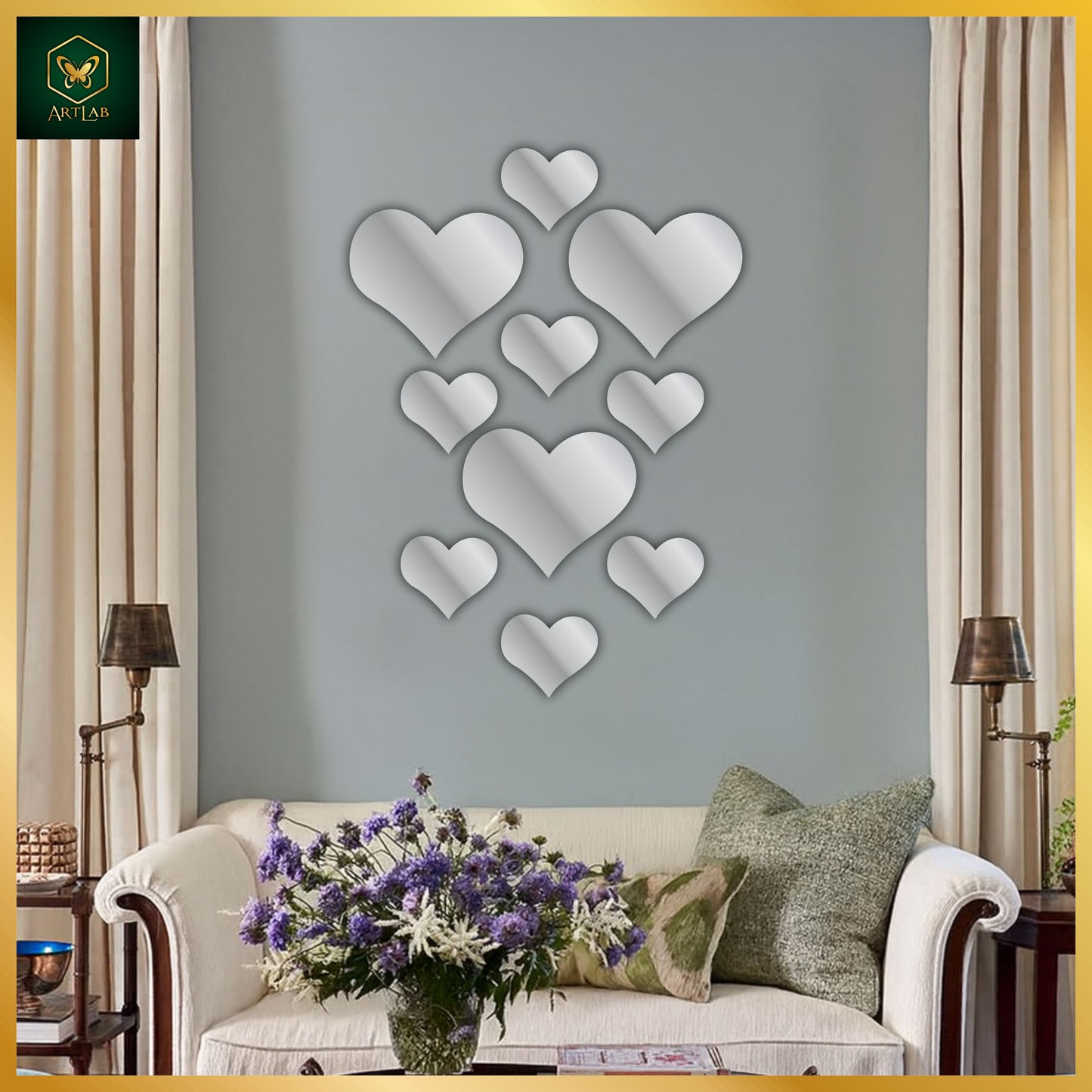 Heart Mirror Wall Art Set β Romantic & Modern Design