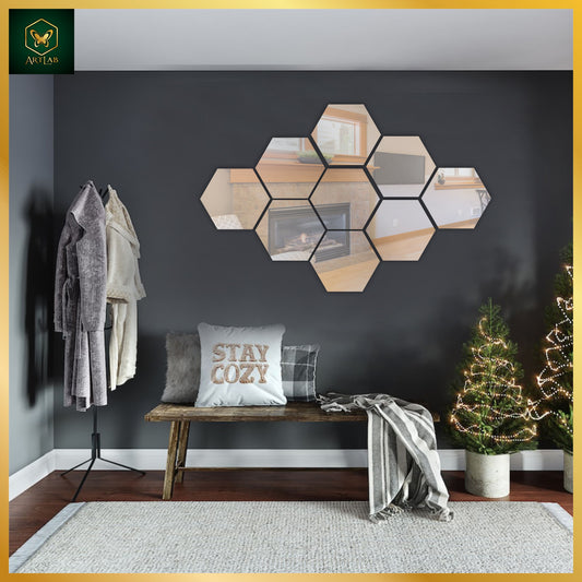 Honeycomb Hexagon Mirror Wall Art