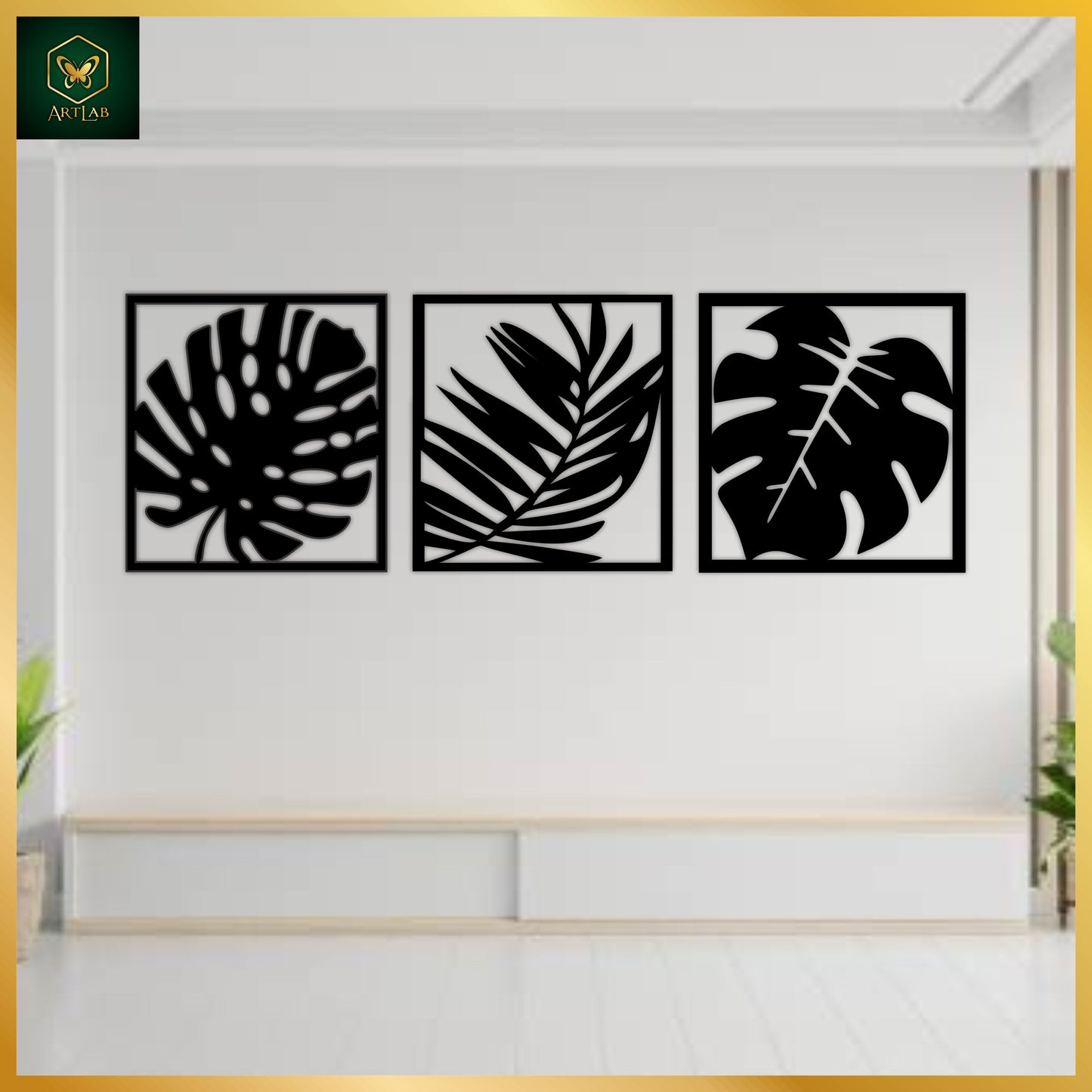 Tropical Leaf Wall Art (Set of 3) β Modern Nature-Inspired Design