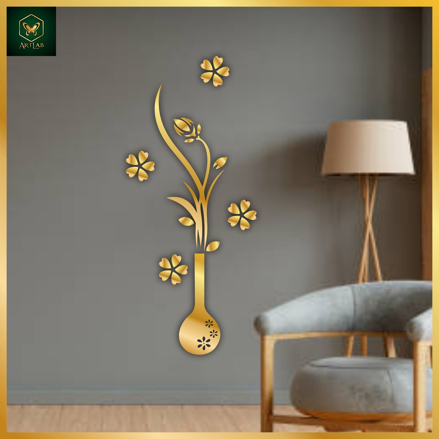 Elegant Flower Vase Wall Art β Acrylic Mirror Finish