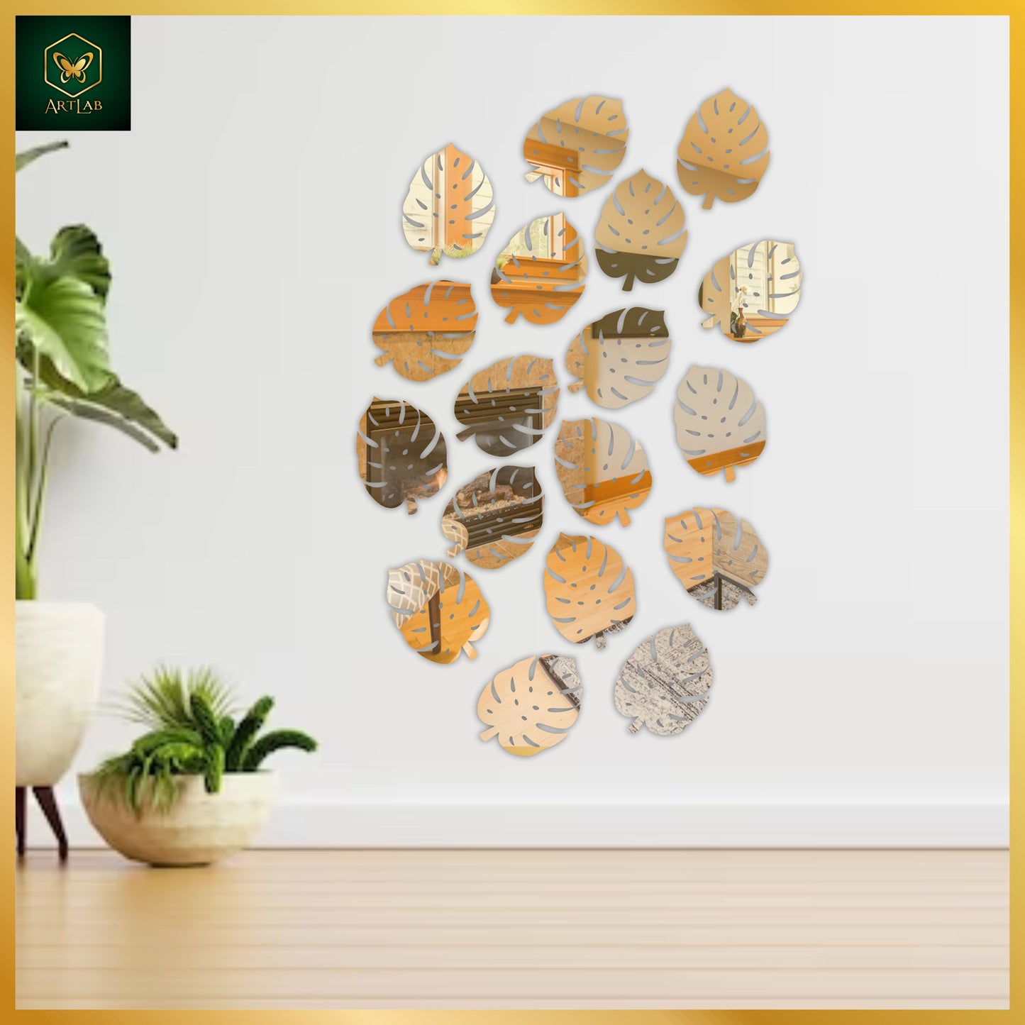Leaf Mirror Wall Art Set β Nature Inspired Elegance