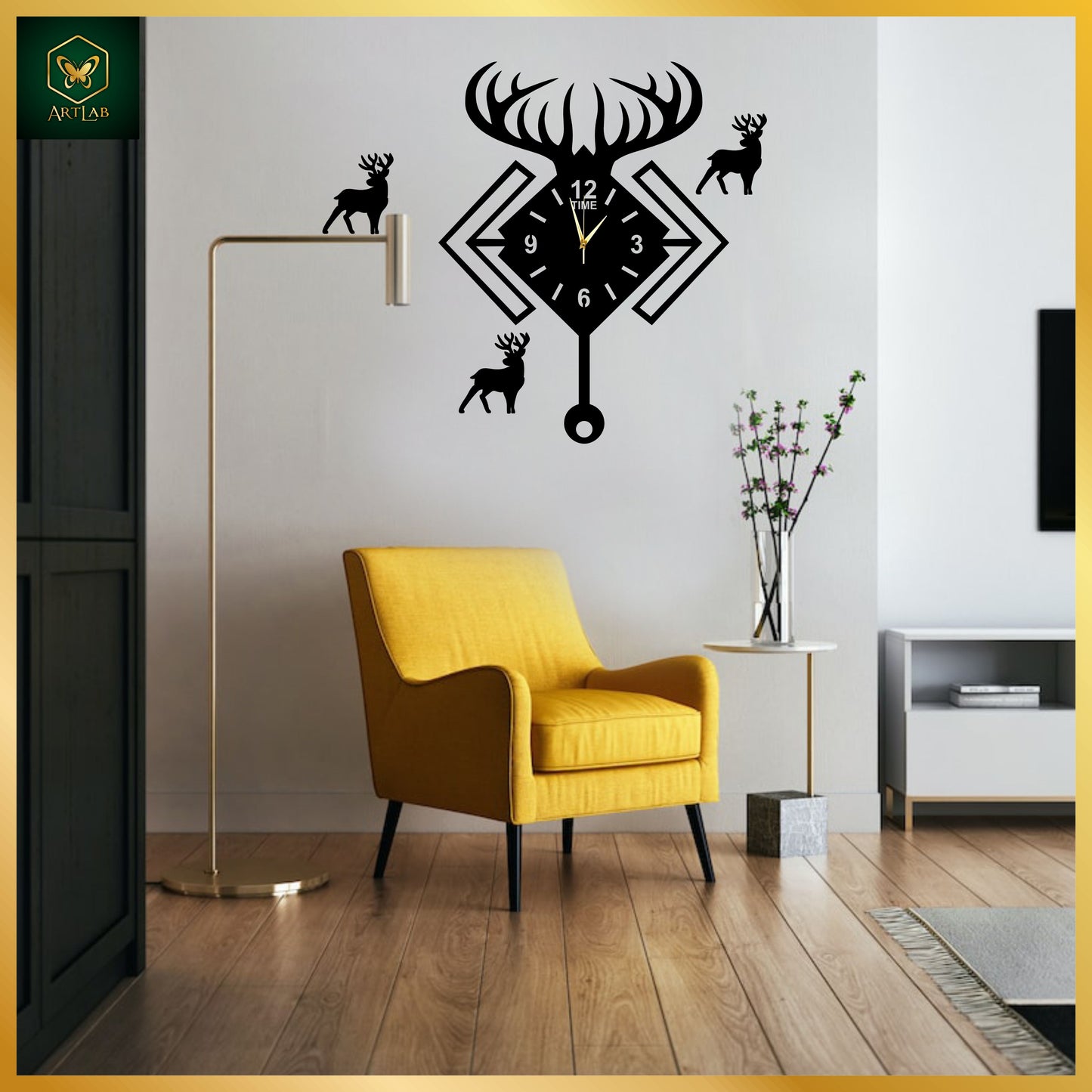 Deer Antler Wall Clock β Modern Nature-Inspired Acrylic Design