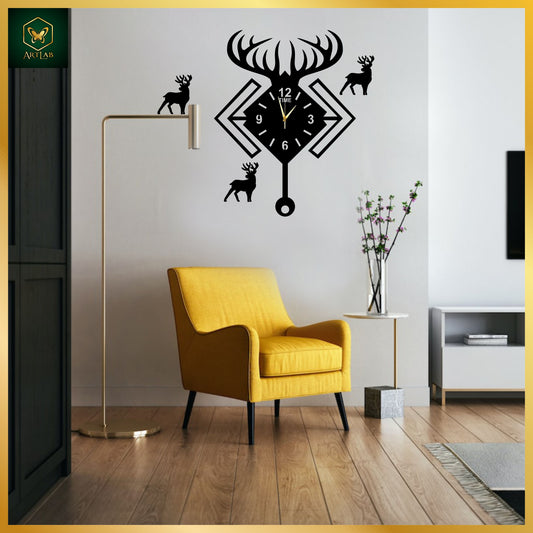 Deer Antler Wall Clock – Modern Nature-Inspired Acrylic Design