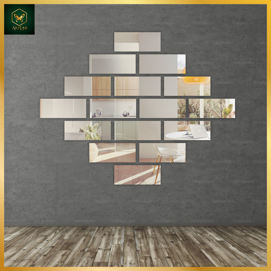 Abstract Rectangle Mirror Wall Set