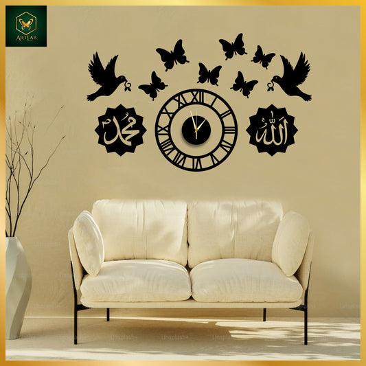 Allah Muhammad Wall Clock – Islamic Acrylic Art Design