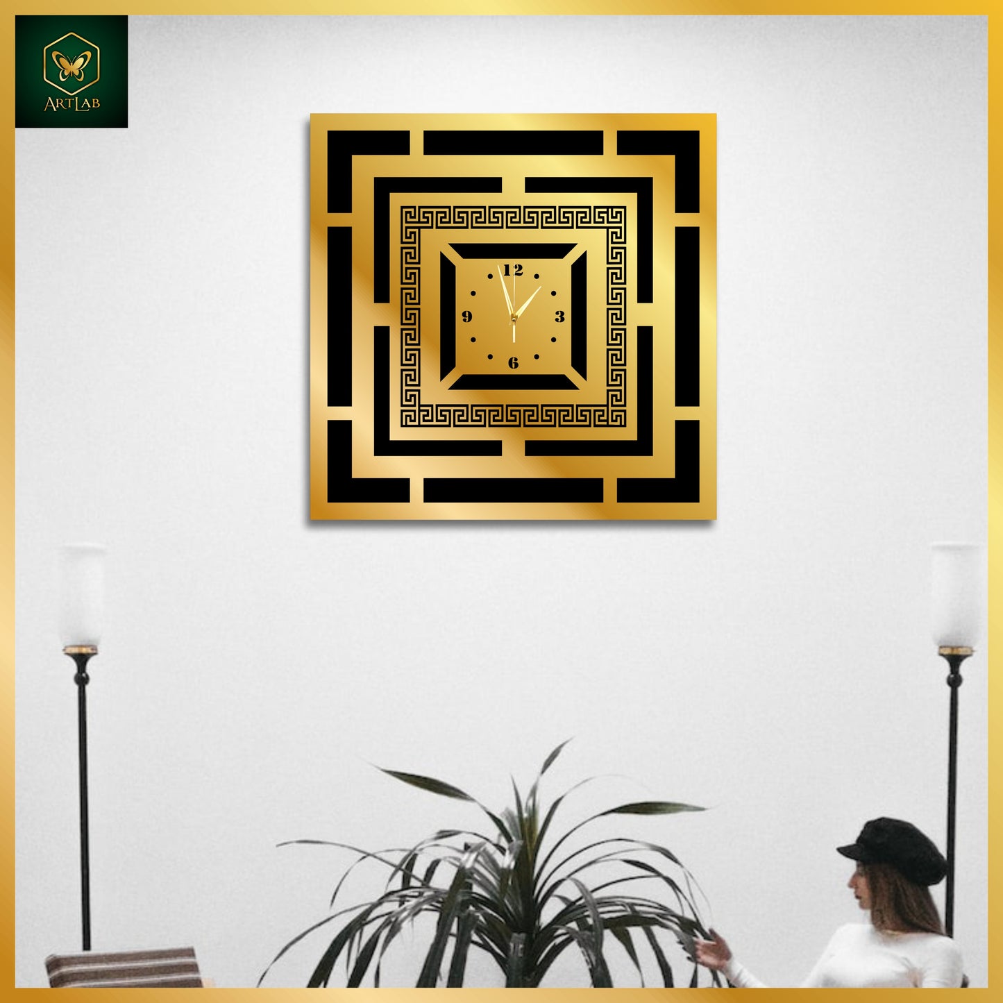 Luxury Square Maze Wall Clock β Modern Geometric Design