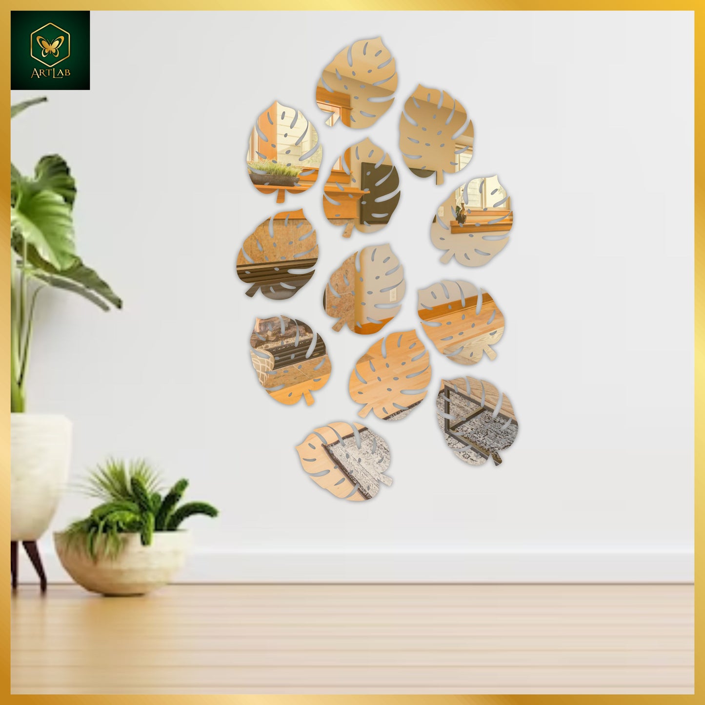 Leaf Mirror Wall Art Set β Nature Inspired Elegance