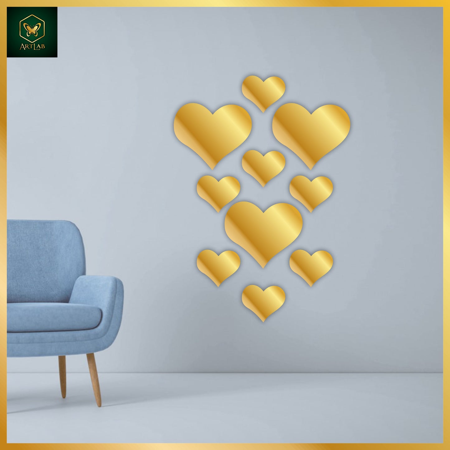 Heart Mirror Wall Art Set β Romantic & Modern Design