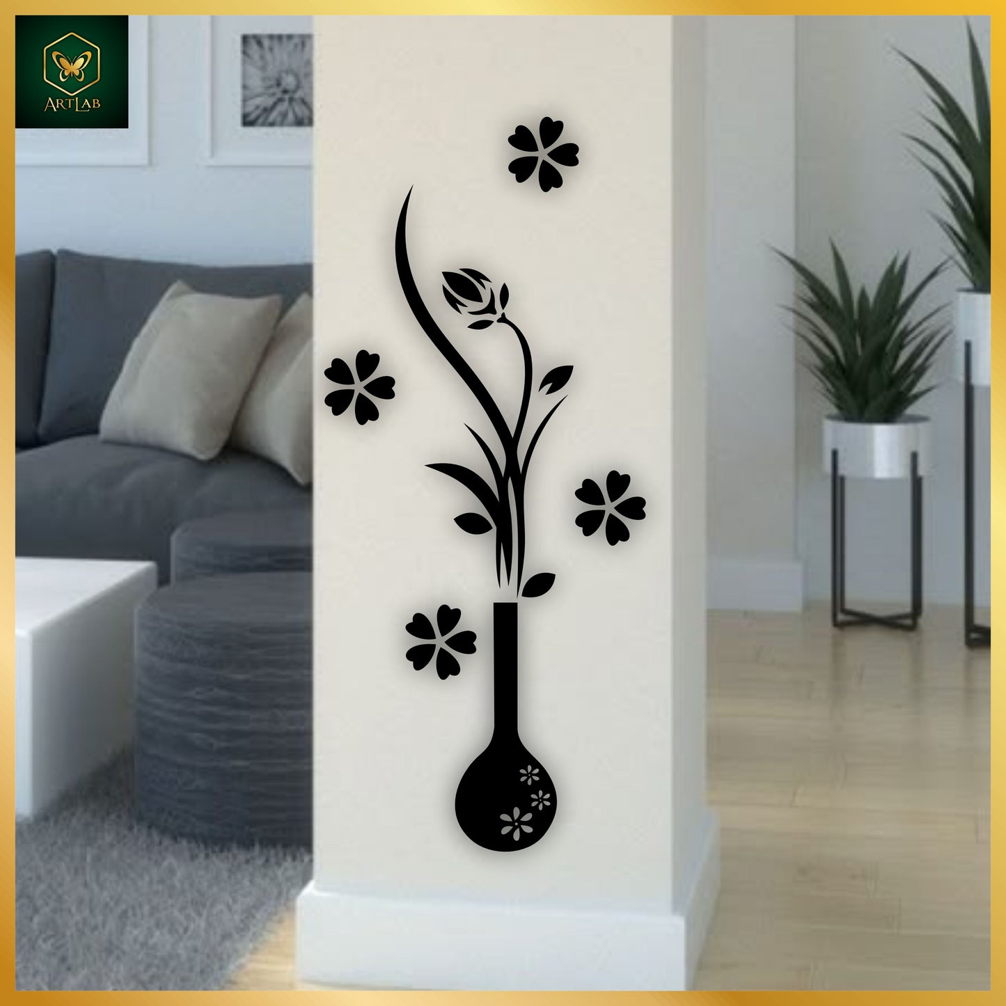 Elegant Flower Vase Wall Art β Acrylic Mirror Finish