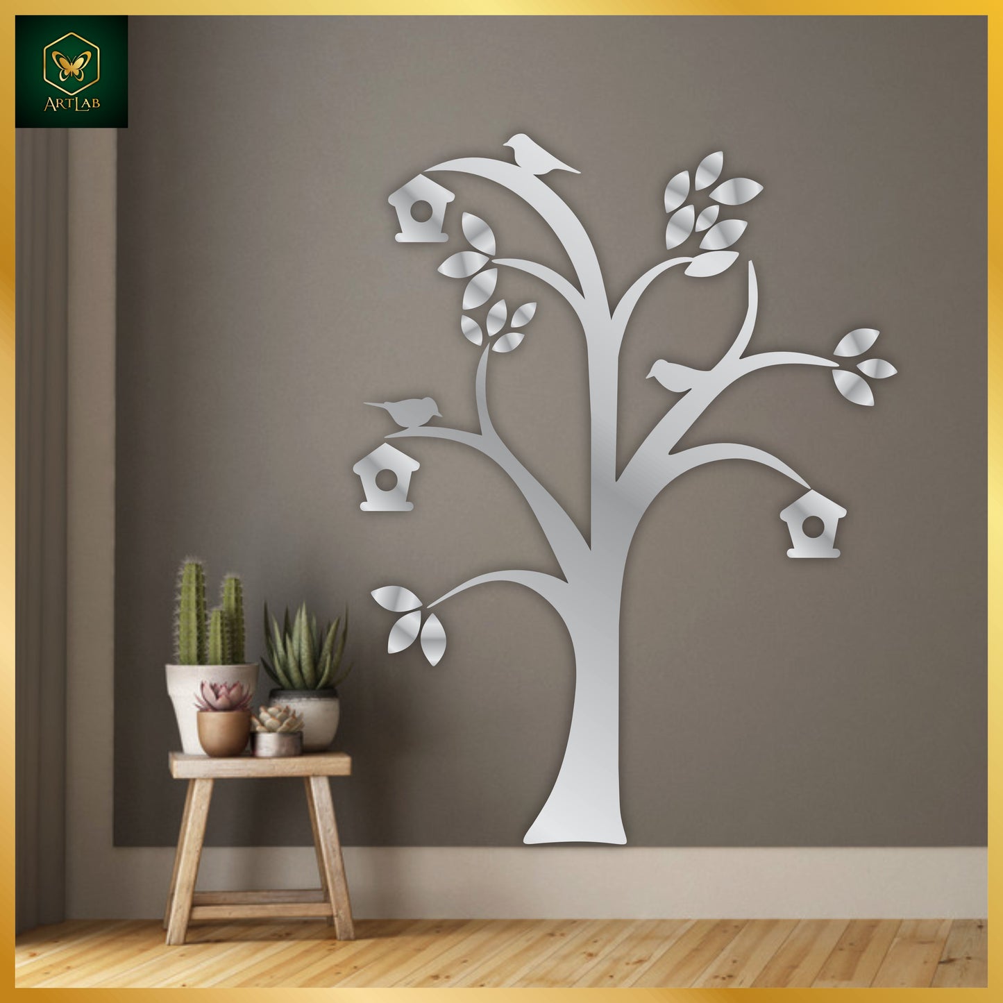 Bird Tree Wall Art β Acrylic Mirror Finish