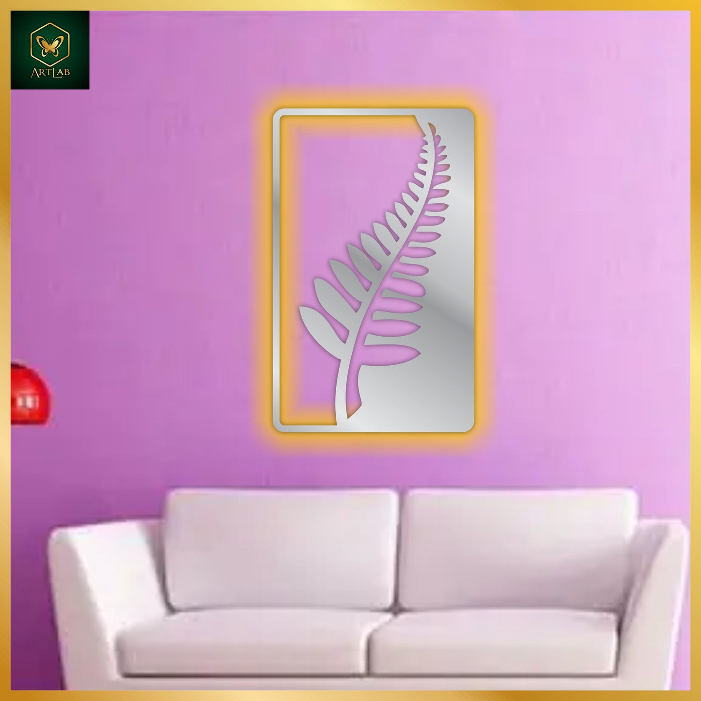 Leaf Neon Frame Wall Art β Acrylic Mirror Finish with LED Glow