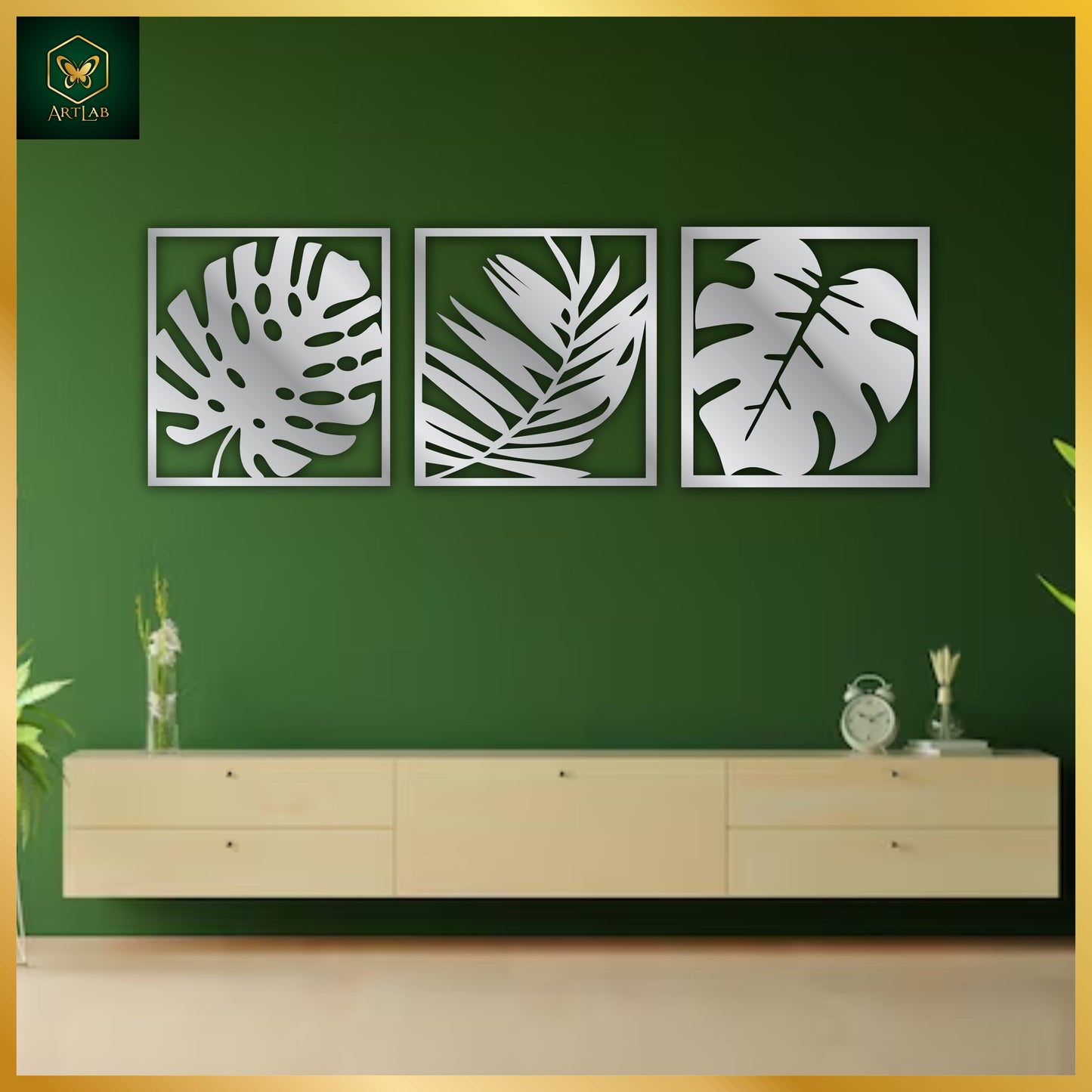 Tropical Leaf Wall Art (Set of 3) β Modern Nature-Inspired Design