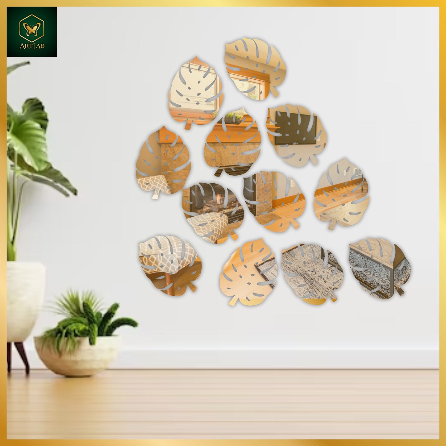 Leaf Mirror Wall Art Set β Nature Inspired Elegance