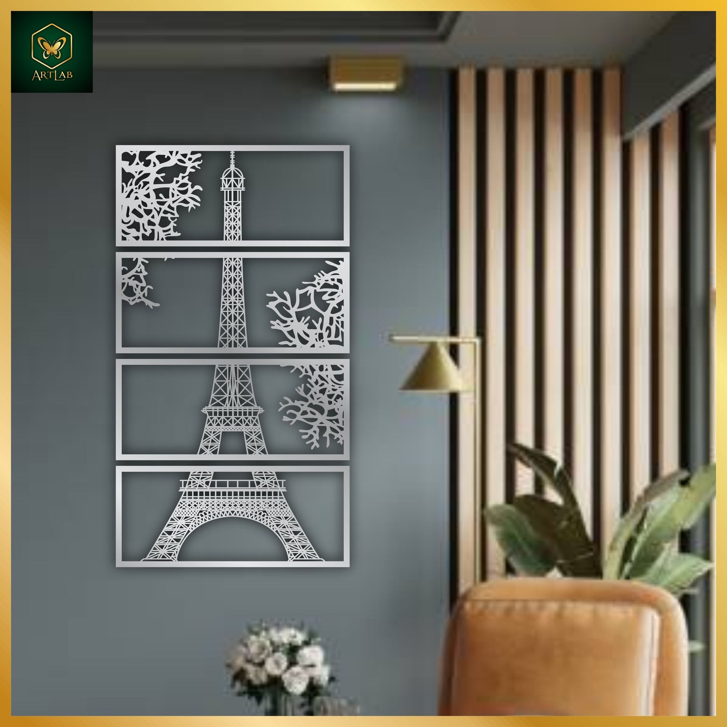 Eiffel Tower Wall Art (4-Piece Set) β Acrylic Mirror Finish