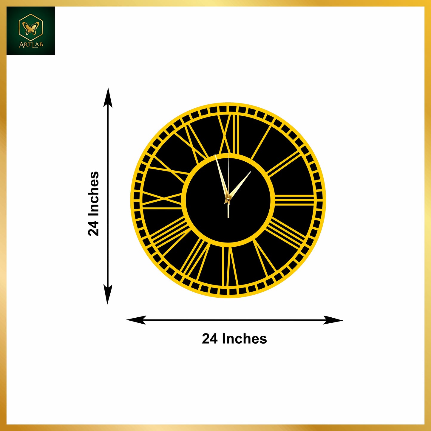 Roman Classic Wall Clock β Black & Gold Luxury Edition