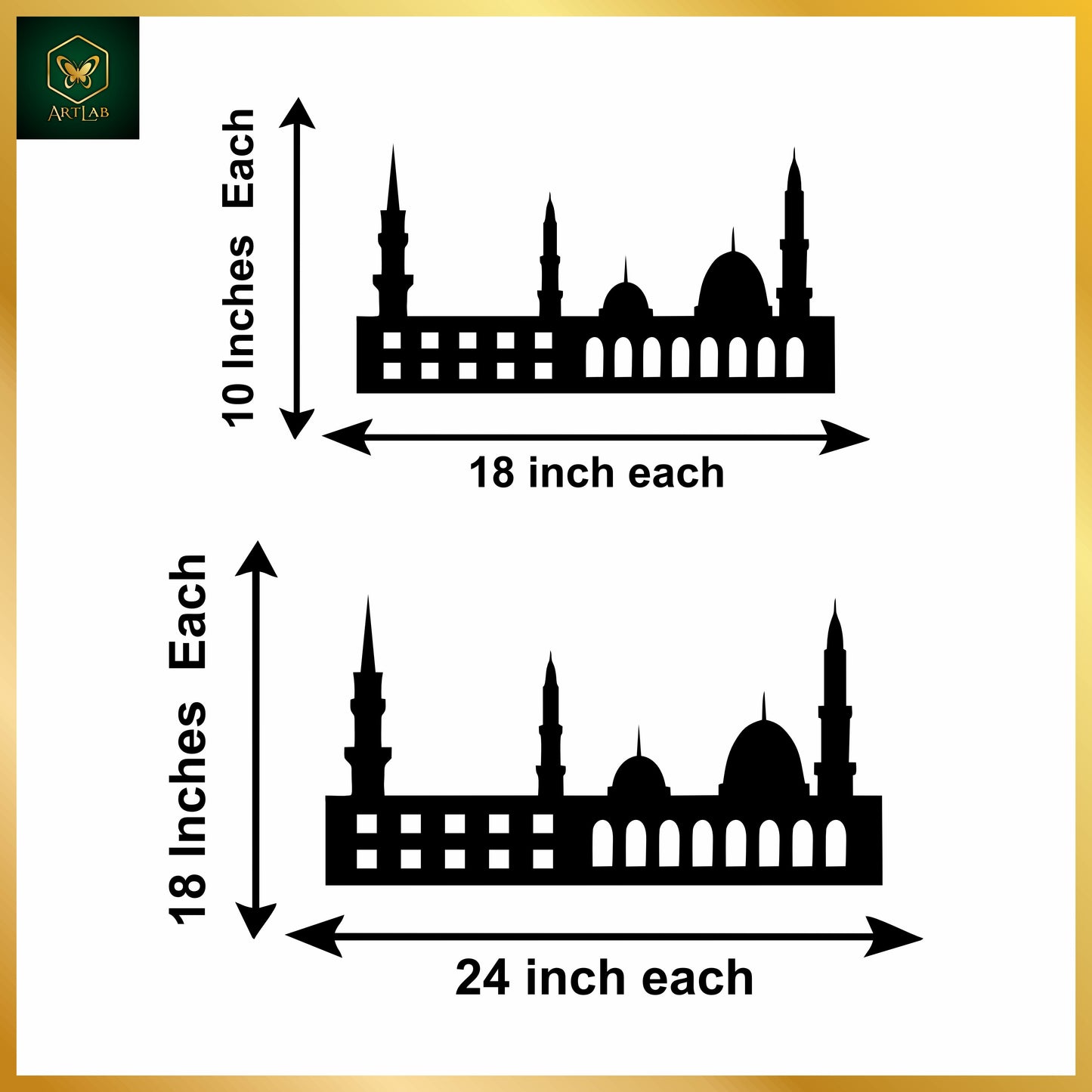 Masjid Nabawi & Khana Kaaba Skyline Wall Art (Set of 2)