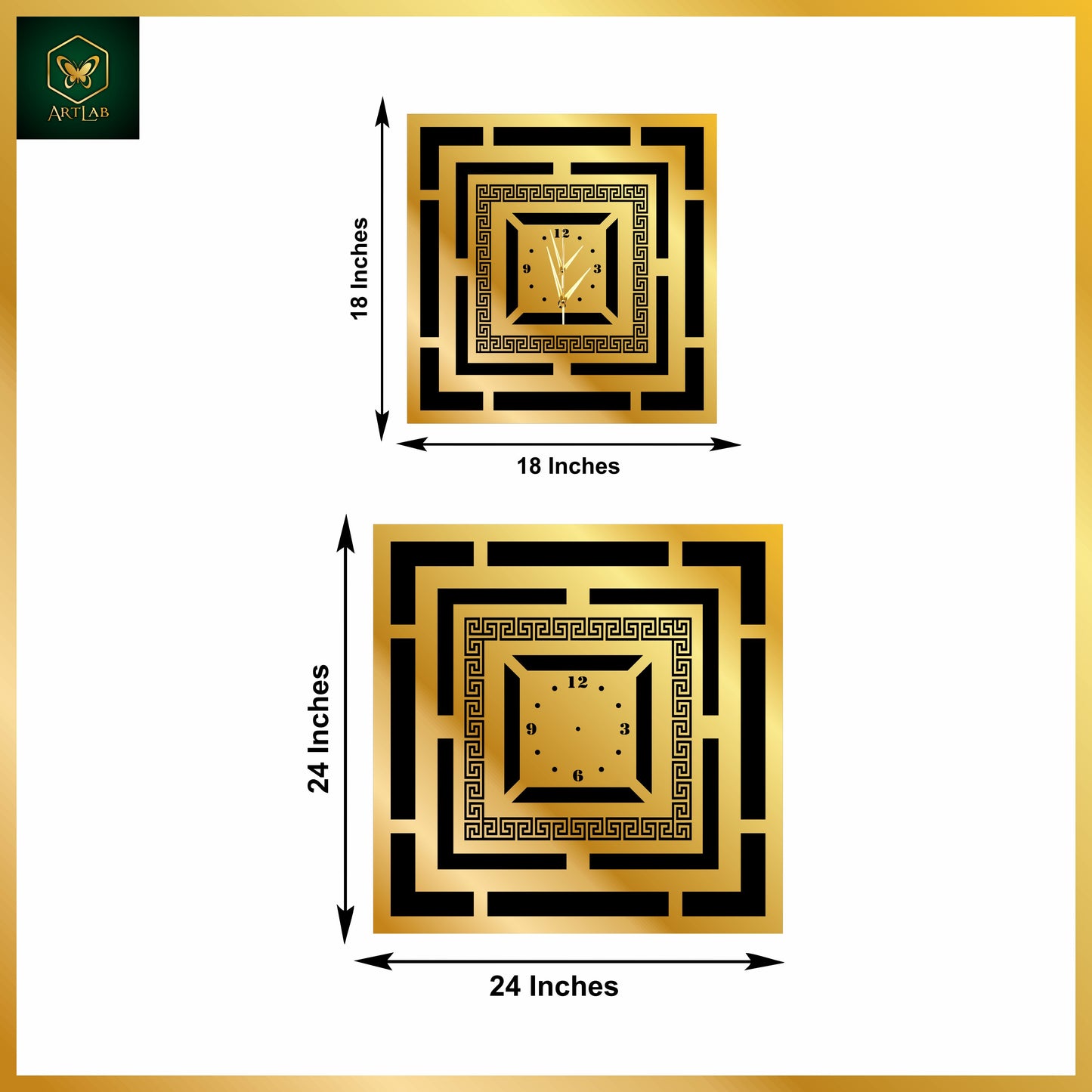 Luxury Square Maze Wall Clock β Modern Geometric Design