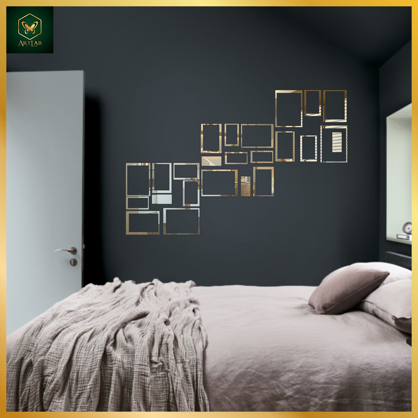 Geometric Rectangle Mirror Wall Art β Modern Luxury Design