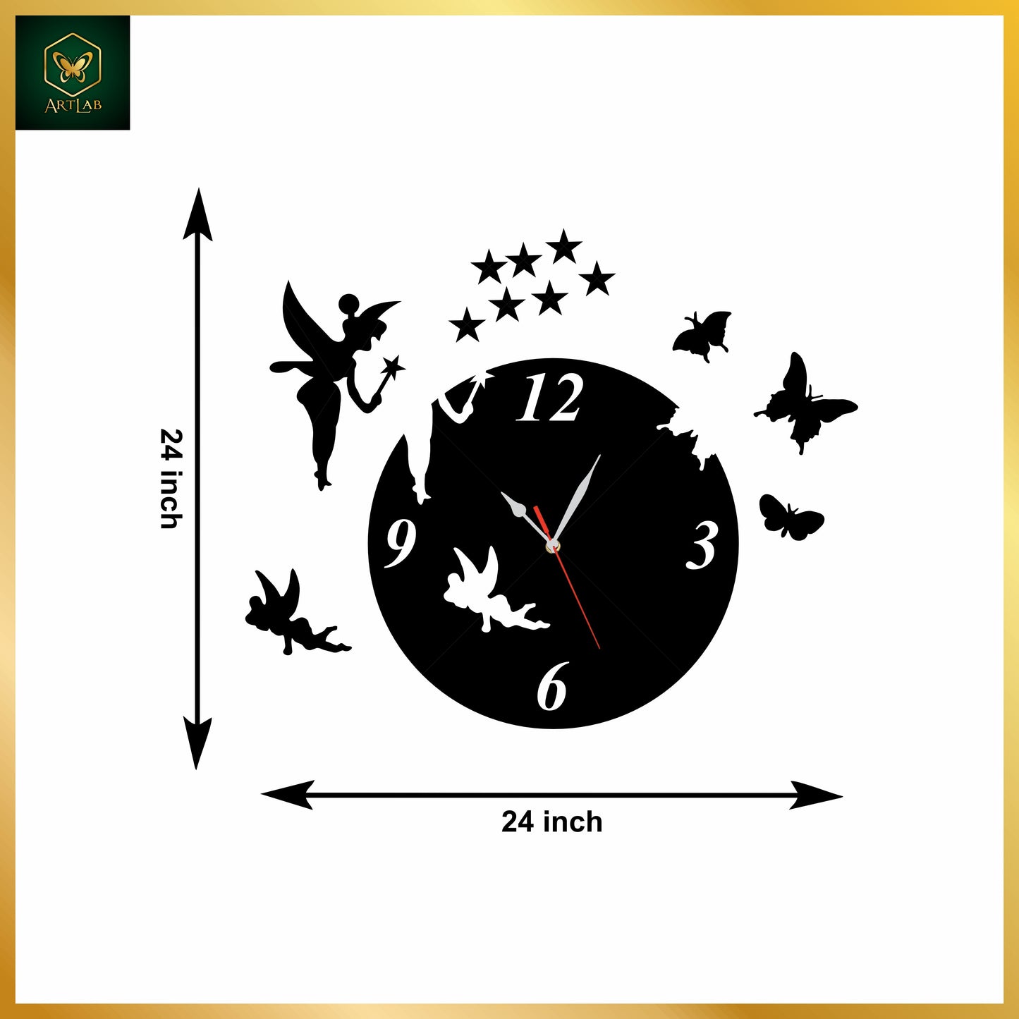Fairy & Butterfly Wall Clock – Magical Acrylic Décor