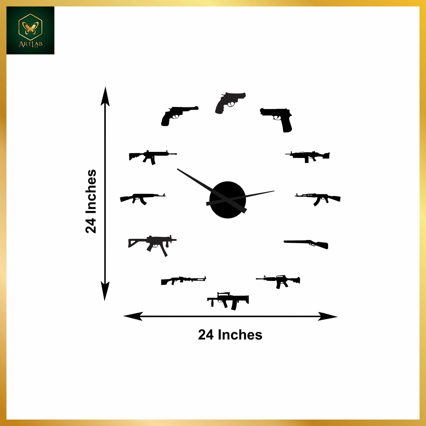 Tactical Gun-Themed Wall Clock β Bold Acrylic Design
