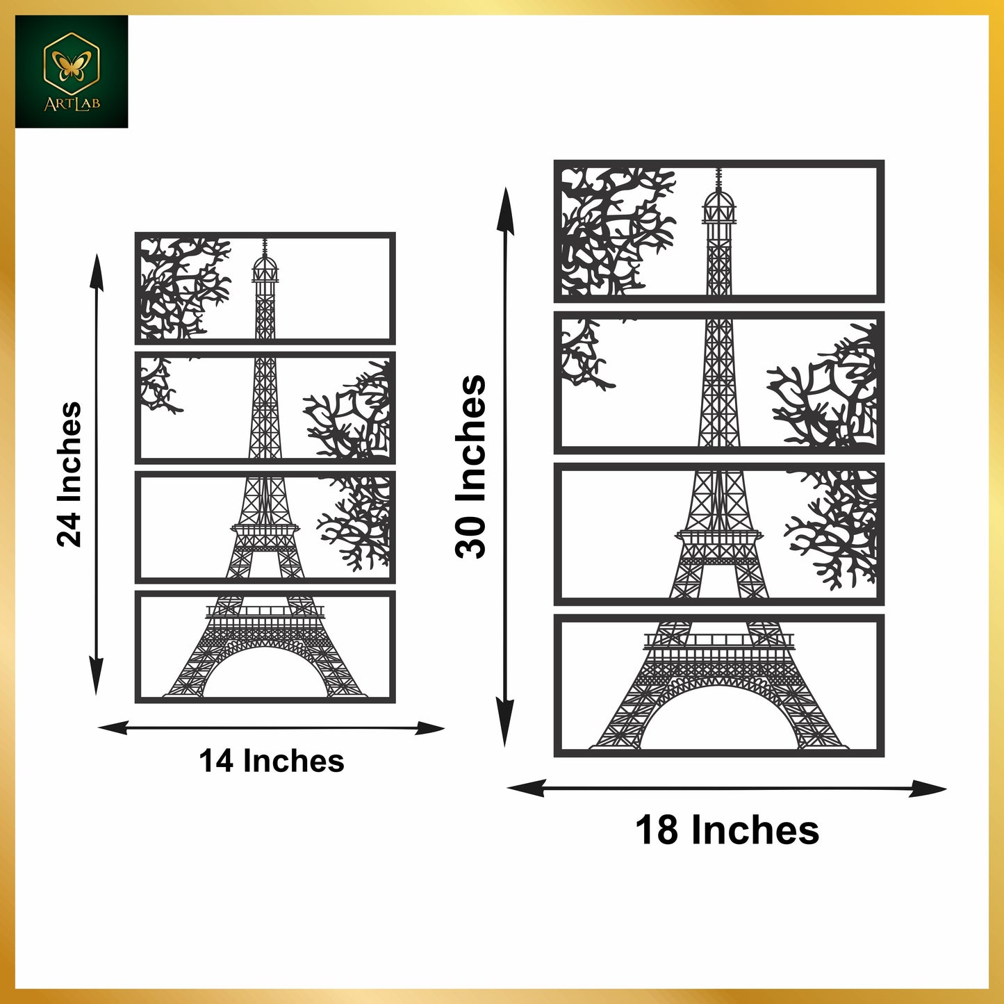 Eiffel Tower Wall Art (4-Piece Set) β Acrylic Mirror Finish