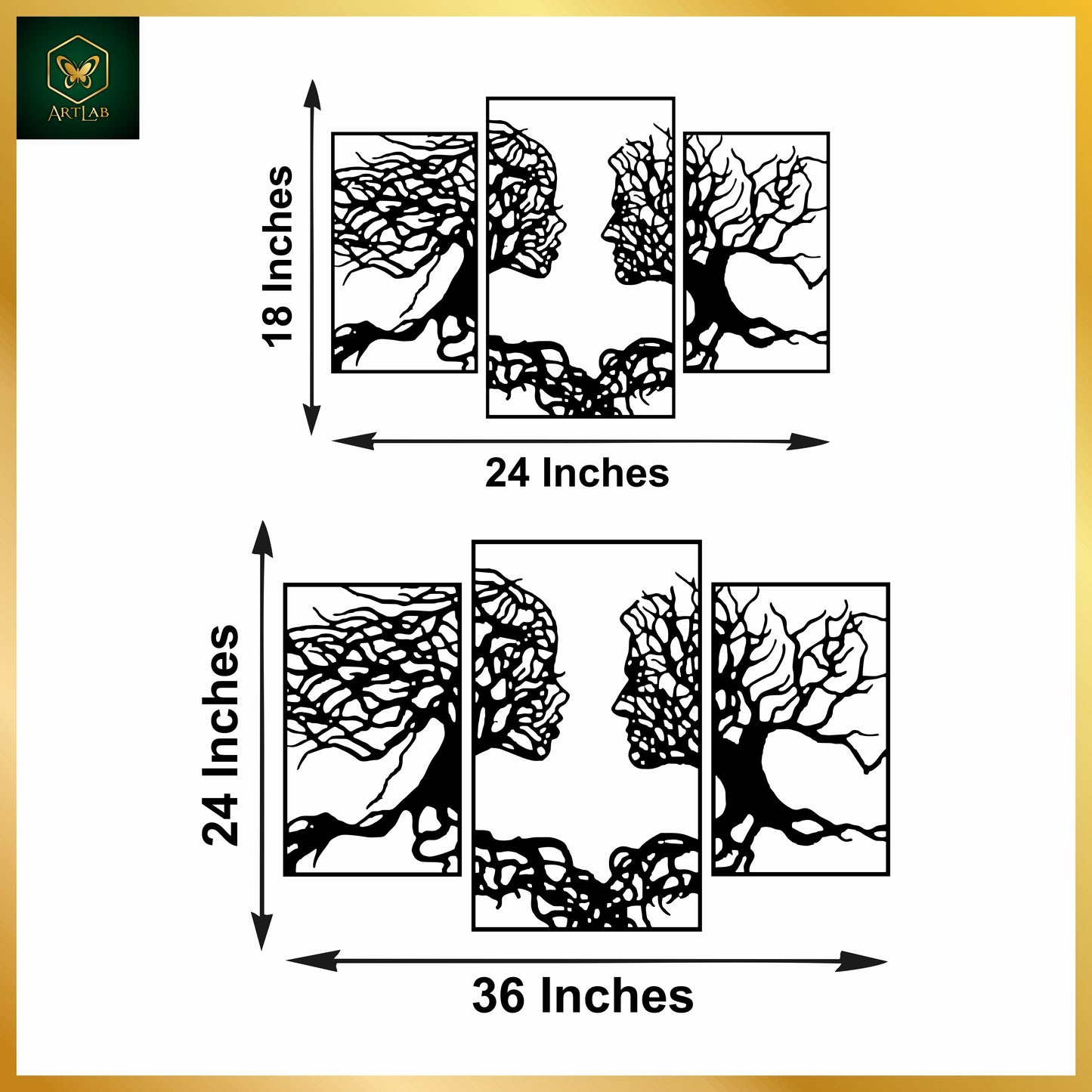 Couple Tree of Life β 3-Piece Wall Art Set