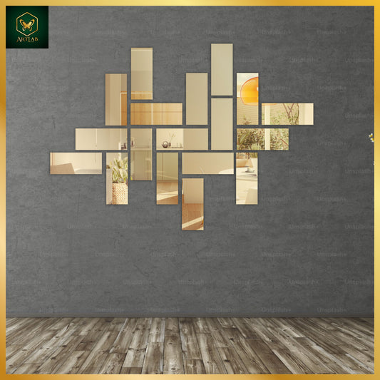 Abstract Rectangle Mirror Wall Set