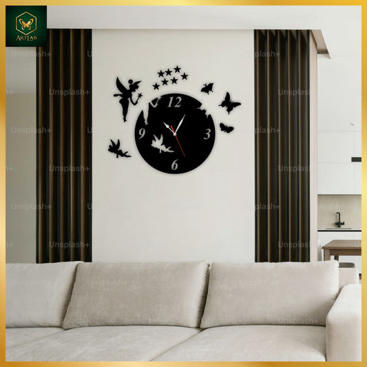 Fairy & Butterfly Wall Clock – Magical Acrylic Décor