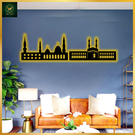 Masjid Nabawi & Khana Kaaba Skyline Wall Art (Set of 2)