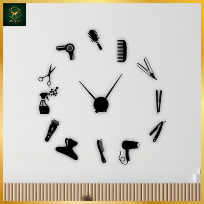 Salon Theme Wall Clock – Barber & Beauty Studio Edition