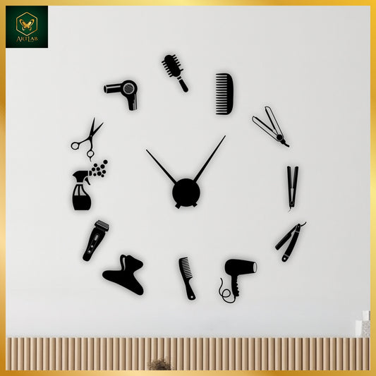 Salon Theme Wall Clock – Barber & Beauty Studio Edition