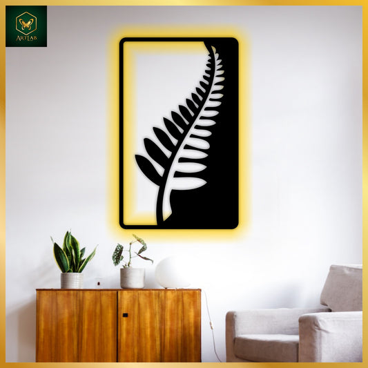 Leaf Neon Frame Wall Art – Acrylic Mirror Finish with LED Glow