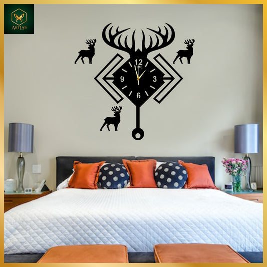 Deer Antler Wall Clock – Modern Nature-Inspired Acrylic Design