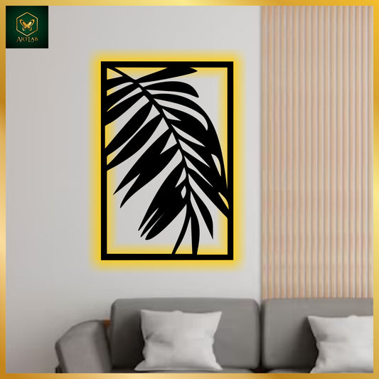 Palm Leaf Neon Frame – Acrylic Mirror Finish with Backlight