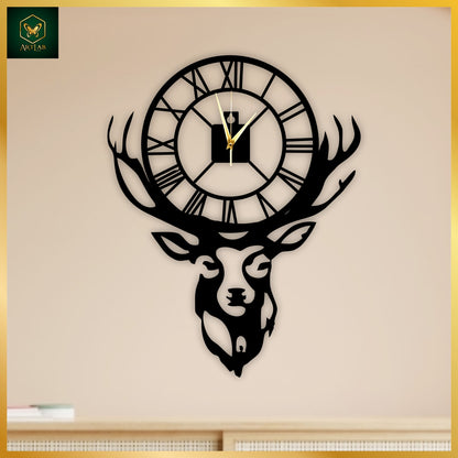 Deer Head Wall Clock – Modern Acrylic Art Timepiece