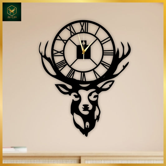 Deer Head Wall Clock – Modern Acrylic Art Timepiece