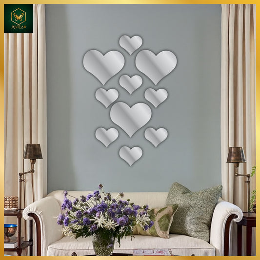 Heart Mirror Wall Art Set – Romantic & Modern Design