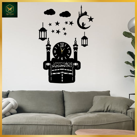 Kaaba Islamic Wall Clock – Spiritual Acrylic Art Design