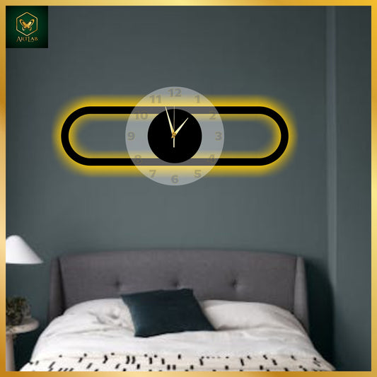 Rectangular Neon Wall Clock – Luxury Acrylic Design