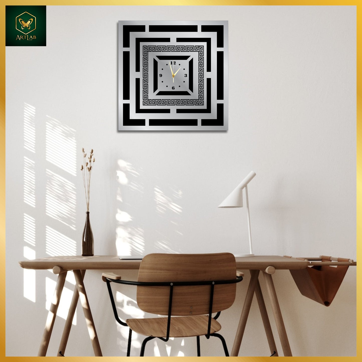 Luxury Square Maze Wall Clock – Modern Geometric Design