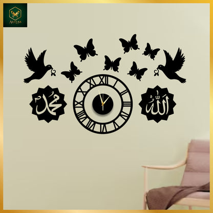 Allah Muhammad Wall Clock – Islamic Acrylic Art Design