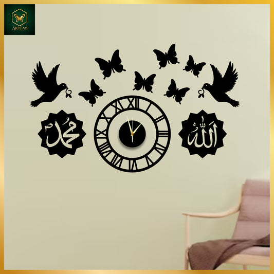 Allah Muhammad Wall Clock – Islamic Acrylic Art Design