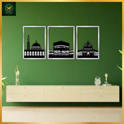 Masjid Nabawi, Khana Kaaba & Masjid Al-Aqsa Wall Art (Set of 3)