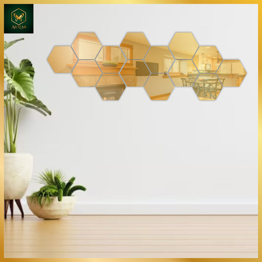 Honeycomb Hexagon Mirror Wall Art