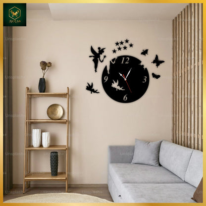 Fairy & Butterfly Wall Clock – Magical Acrylic Décor