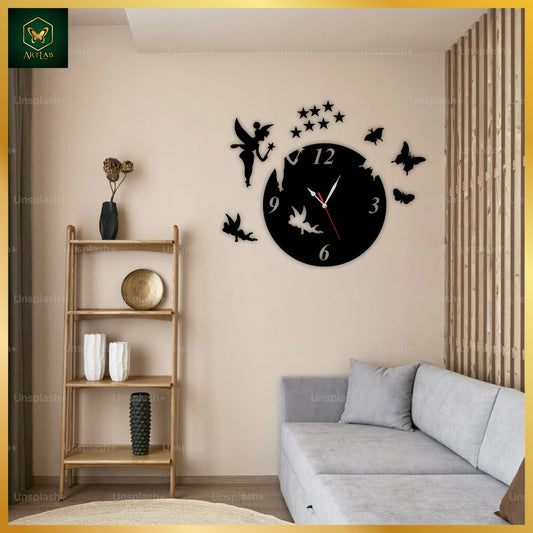 Fairy & Butterfly Wall Clock – Magical Acrylic Décor