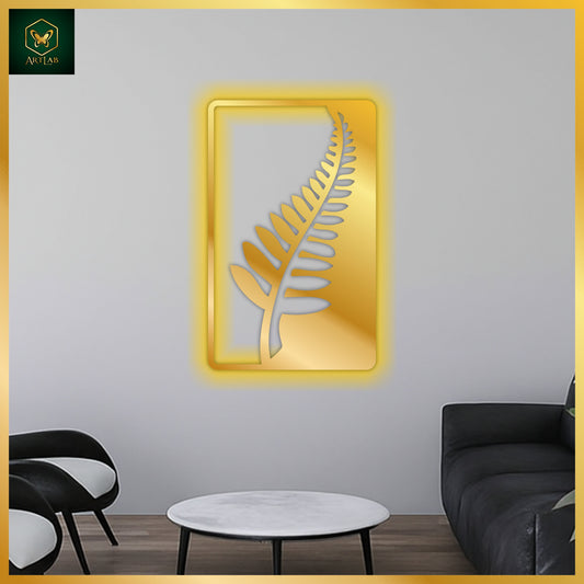 Leaf Neon Frame Wall Art – Acrylic Mirror Finish with LED Glow
